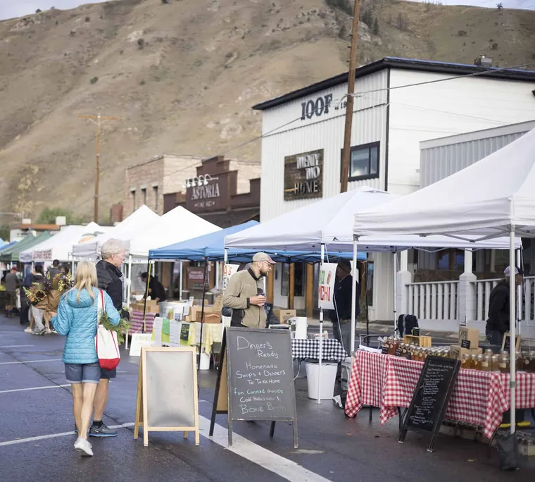 Shoppers at a summer street market in Jackson